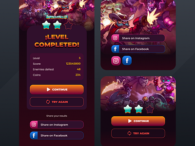 Prompt: Social share dailyui design game graphic design scorecard ui ux videogame