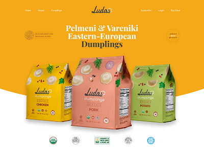 Header Design for Dumpling Brand 'Ludas' landing page landing page design product page ui design web design