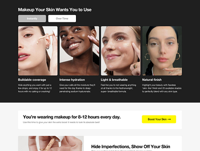 'Hide Cosmetics' Product USP Section design product page design ui website design