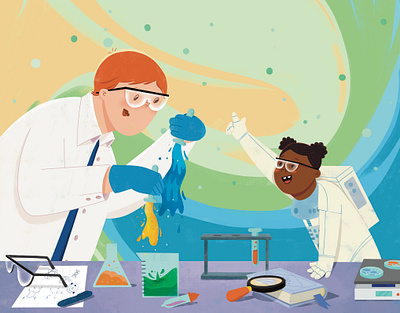 Kids book illustration about science chemistry colorful illustration kids book science wip
