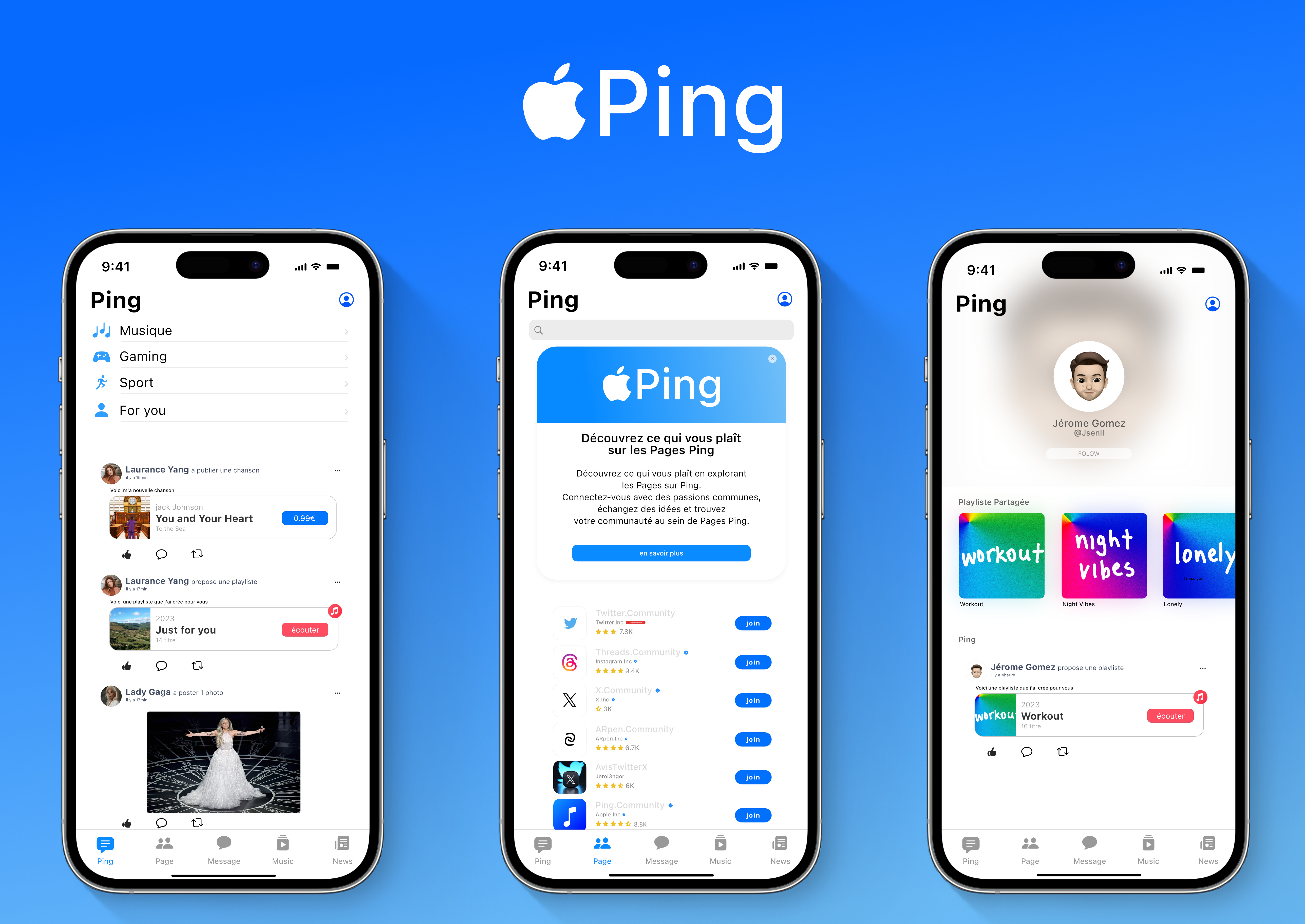 Apple Ping redesign 2023 (projet en cour) 2023 affinity apple apple ping concept design ios logo media ping redesin réseaux social ui