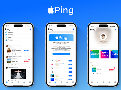 Apple Ping redesign 2023 (projet en cour) 2023 affinity apple apple ping concept design ios logo media ping redesin réseaux social ui