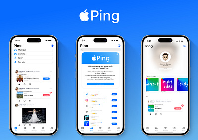 Apple Ping redesign 2023 (projet en cour) 2023 affinity apple apple ping concept design ios logo media ping redesin réseaux social ui