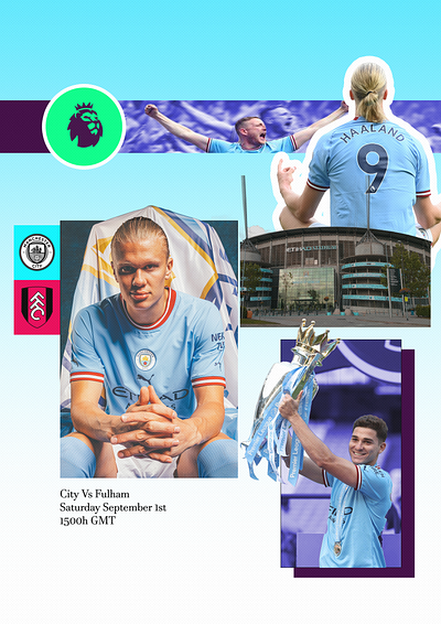 Manchester City Gameday Poster alvarez england graphic design haaland manchester city matchday photoshop editing premier league rodri