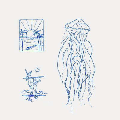 Sea Summer Illustrations customized design illustration vector