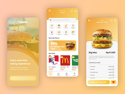 Food Delivery App UI app design graphic design ui ux vector