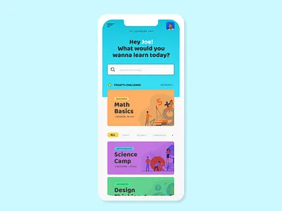 Learning App app color colors education flat learn learning minimal ui ux visual