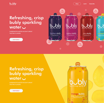 Bubly Header Design branding design graphic design illustration landing page ui web website
