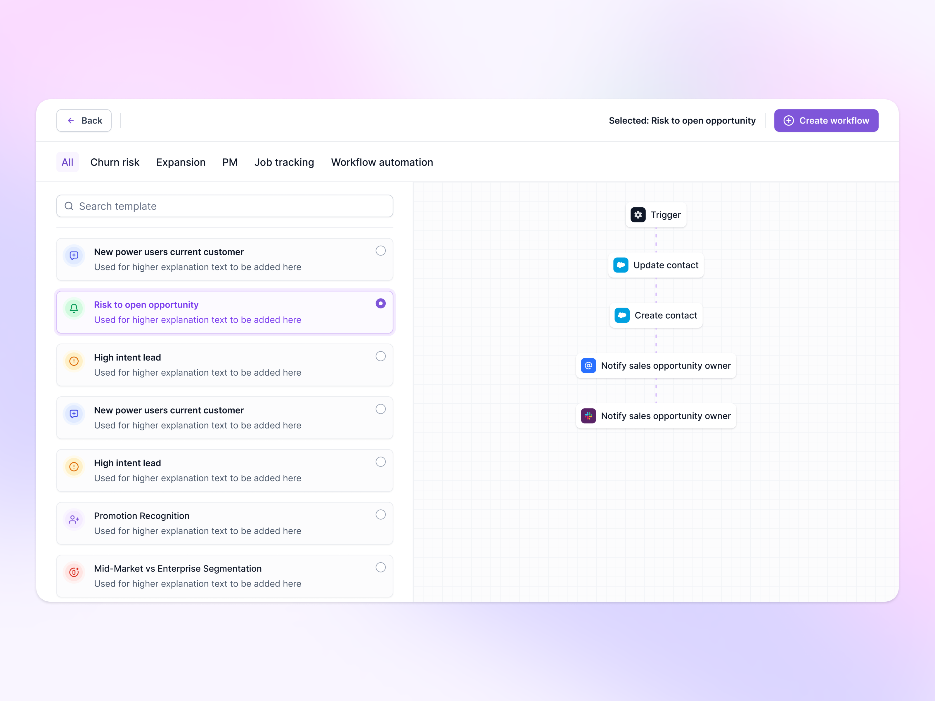 Templates ai apollo automation branch branching crm flow hubspot library lusha outreach radio select salesforce salesloft select template template template library templates workflow zoominfo