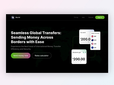 World Remit Landing Page design finance fintech graphic design hireme remit ui
