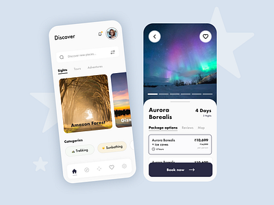 Travel discovery concept UI app aurora borealis discovery design home page mobile app travel travel app travelling app trending design ui ux