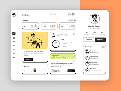 Freelancer Dashboard design flat graphic design ui uiux ux