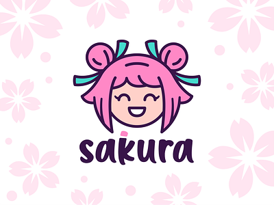 Sakura anime branding cartoon character cosplay cute flat funny girl graphic design icon illustration kawaii logo manga mascot pink sakura smile vector