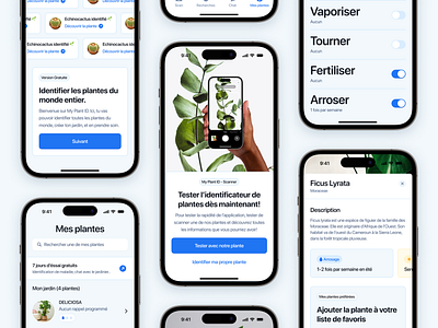 My Plant ID - Coming soon 🌞 app store release calendar camera france informations ios mobile app listing memoji plant garden gardener nature plant identification product design reminder scan scanner sf rounded sf symbols ui ux watering