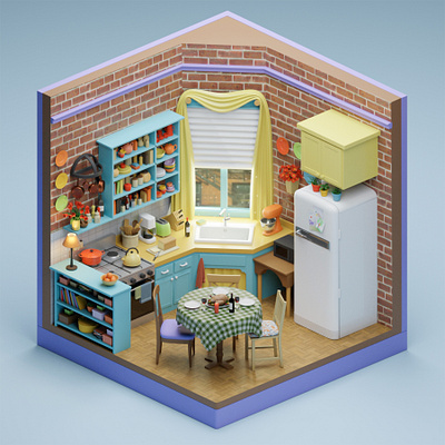 Friends. 3D kitchen 3d 3d modeling blender cinema4d