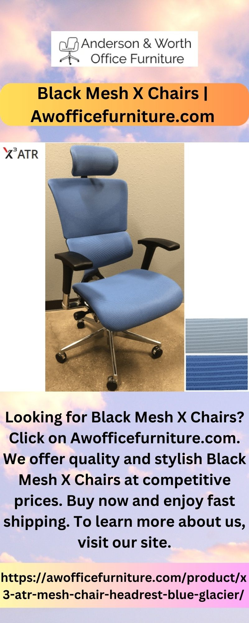 Black Mesh X Chairs by Anderson & Worth Office