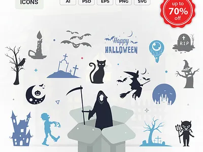 Halloween Spooky Glyph Vector Icons design graphics readytouse vector