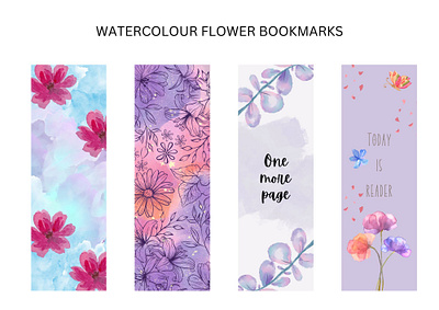 Watercolour Flowers Bookmarks 2 design graphic design illustration print typography