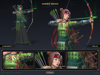 Samurai Archer 2d art archer cgi character character concept character design concept concept art digital 2d digital art fantasy game game art game of heroes gamepack illustration legendary mobile games sci fi