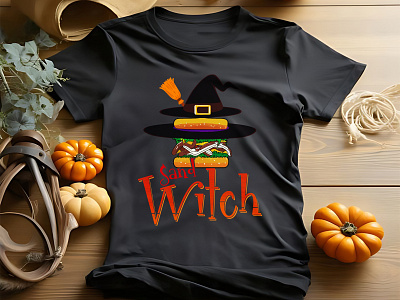 Halloween T shirt design bat broomstick design fashion graphic design halloween hat sandwich spooky t shirt design tshirt typography vector witch witchy