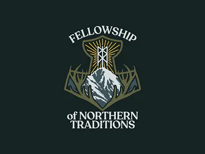 Fellowship of Northern Traditions apparel branding flat heathen illustration logo mjollnir mountain norse pagan outdoors religion runes spirituality thor