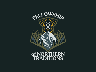 Fellowship of Northern Traditions apparel branding flat heathen illustration logo mjollnir mountain norse pagan outdoors religion runes spirituality thor