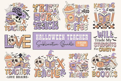 Halloween Teacher PNG Sublimation Bundle ghost