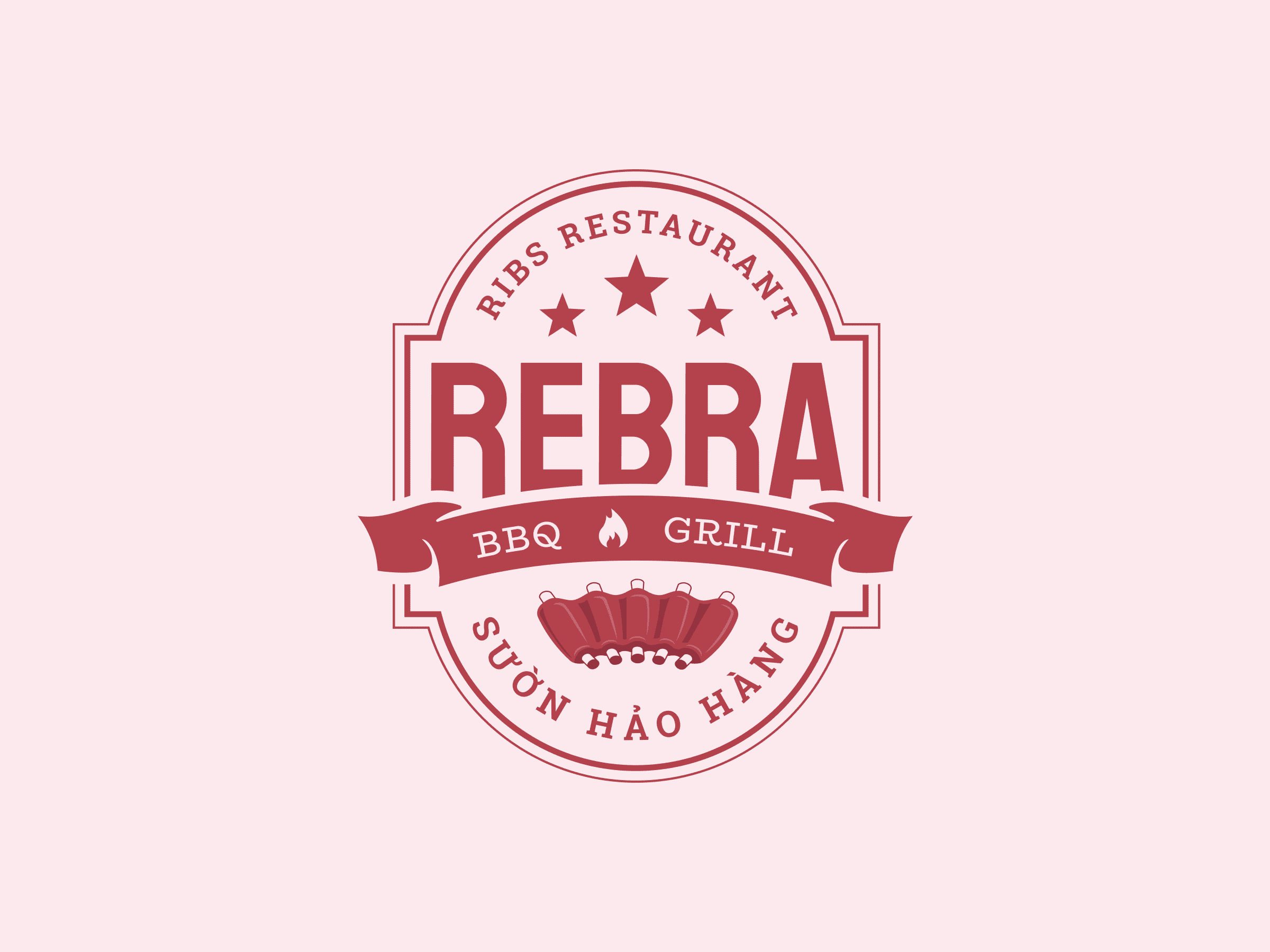 Logo for ribs restaurant adobe barbecue bbq branding design designer food graphic design grill illustration logo logotype luxury modern pork premium red restaraunt ribs stars
