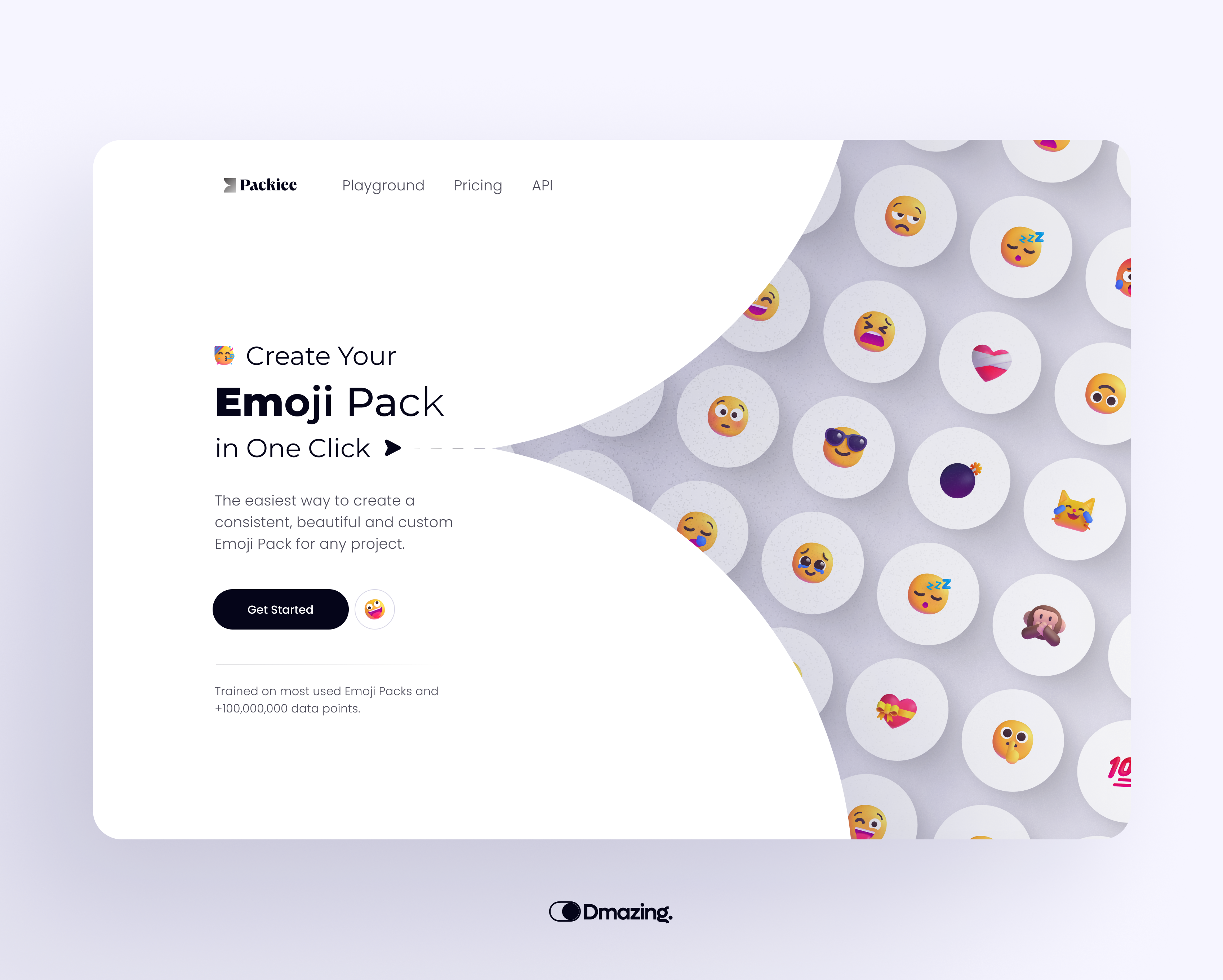 Pakiee . AI Emoji Pack Generator ai emoji illustration landing product ui ux