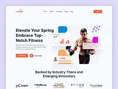 Health and Fitness Web Header bodybuilding branding coach design ecommerce fitness fitness club fitness website gym health homepage landing page lifestyle minimal training ui ux website weightloss workout