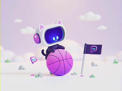Cute Robot Cat Animation - 3D character animations 3d 3d character blender character cute cat cute character illustration