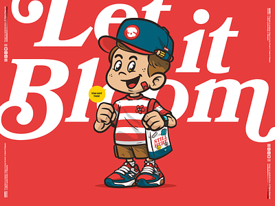 Let it Bloom Kid bloom boy character happy illustration kid naughty quirky sneakers vector