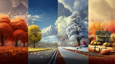 4 Seasons by Ahmar Mansoor art beautiful color colorful design fall illustration landscape seasons spring summer winter