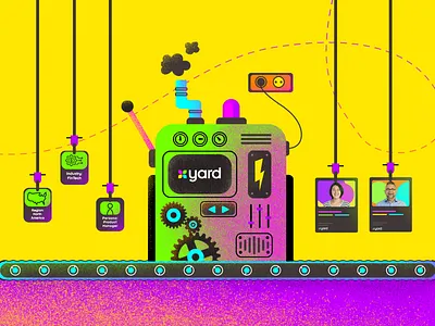 Factory line assembly illustration for Yard.live website branding design graphic design illustration illustrator vector