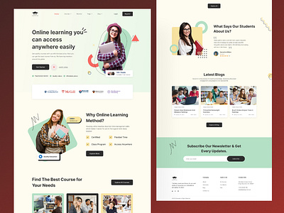 E-Learning Education Landing page Design branding e learning education education education landing page education website graphic design landing page minimal online online education online education website ui ui design uiux web website website design