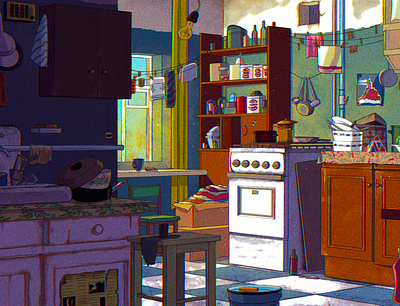 The old atmospheric kitchen atmosphere digital art illustration