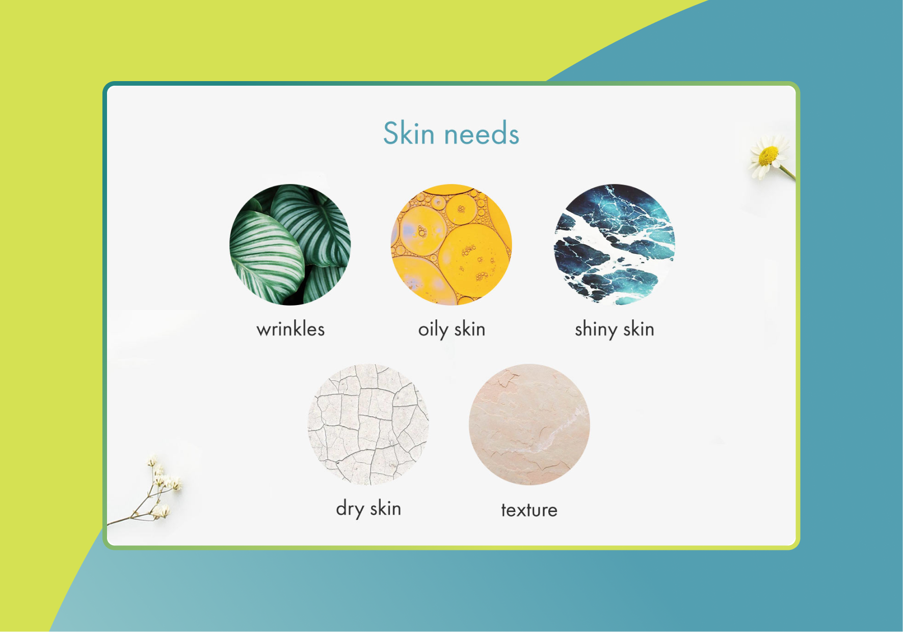 Category by skin needs branding categories category ui design ux design