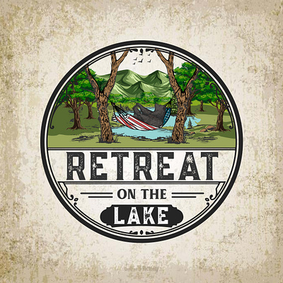 Retreat On The Lake - Custom Vintage Logo branding design graphic design illustration logo vector