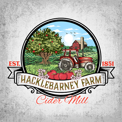 Hacklebarney Farm - Custom Vintage Logo branding design graphic design illustration logo vector