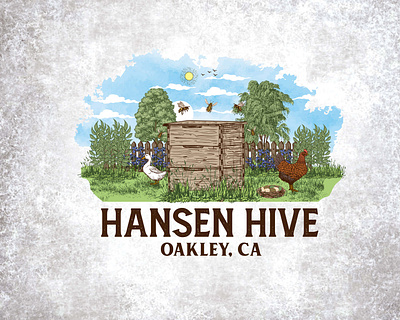Hansen Hive Oakley, CA - Custom Vintage Logo branding design graphic design illustration logo vector