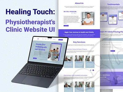 "Healing Touch: Physiotherapist's Clinic Website UI" banner branding clinic design graphic design illustration landing page logo physiotherapist ui uiux ux web design