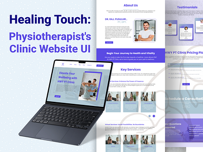 "Healing Touch: Physiotherapist's Clinic Website UI" banner branding clinic design graphic design illustration landing page logo physiotherapist ui uiux ux web design