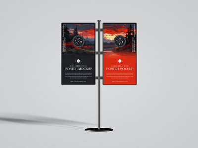 Free Double Display Poster Mockup poster mockup