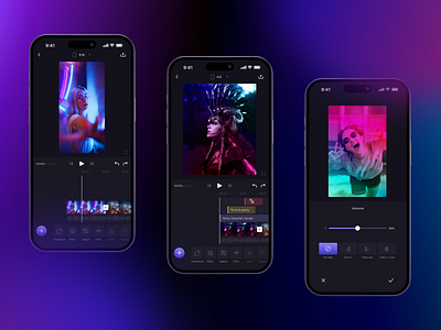 Video Editing Mobile APP app app design bright colors edit video editing tools editor inspiration mobile app purple app ui ux video creation video editing