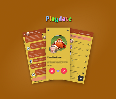 Playdate Mobile App chat children kindergated mobile design parents