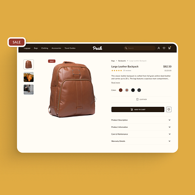Peak Travel: Product Page ecommerce product page travel ui ux website