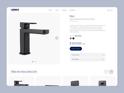 URREA Product Detail Page bathroom faucets pdp product detail page product page ui ui design urrea ux design web design