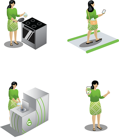 Cooking Oil art character design explanation food illustrator isometric vector woman work