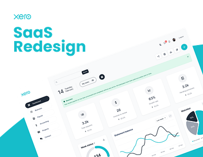 Xero Redesign Concept clean dashboard design system figma finance graph interation metrics saas soft table ui ux website xero