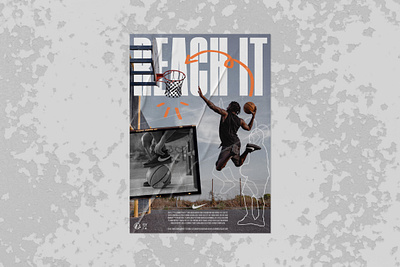 REACH IT NIKE POSTER a4 affiche basket basketball design dunk illustration nike poster reach sport